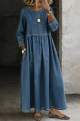 Delphine - Denim-Look Maxi Dress