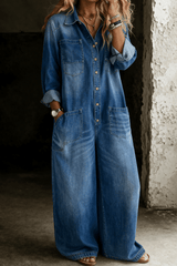 Averly - Relaxed Wide-Leg Denim Jumpsuit