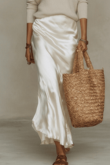 Elena - Midi Satin Dress with Included Sweater