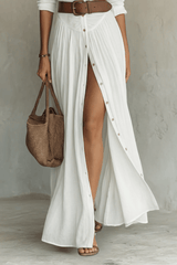 Elara – Button-Front Pleated Maxi Dress