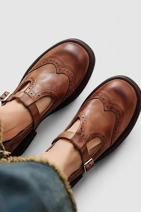 Classic Mary Jane Shoes - Brown