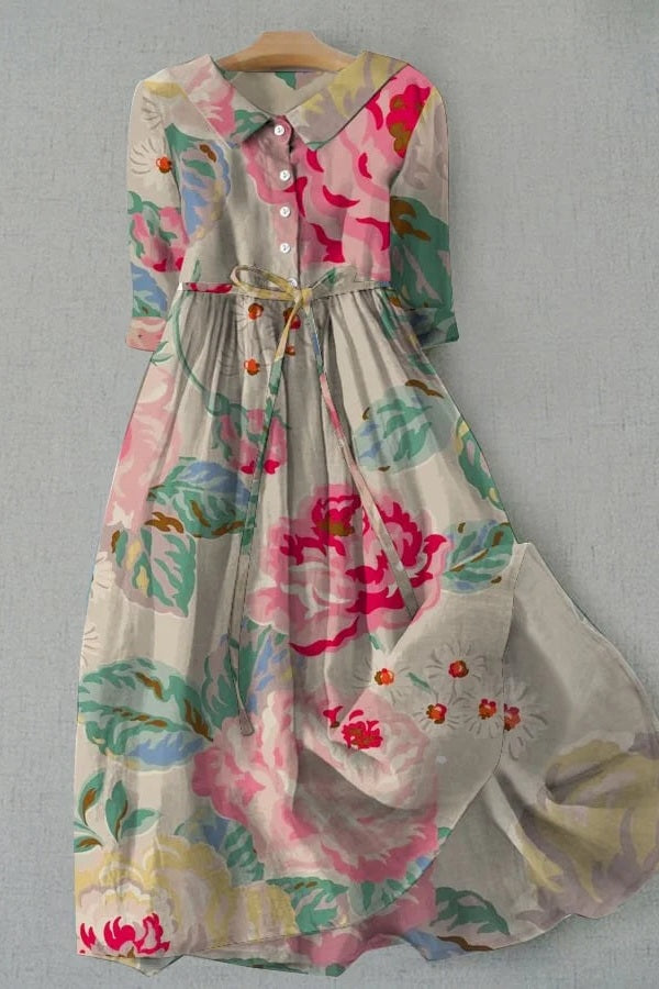 Clara – Botanical Waist Tie Dress
