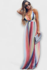 Striped Dress with V-Neck