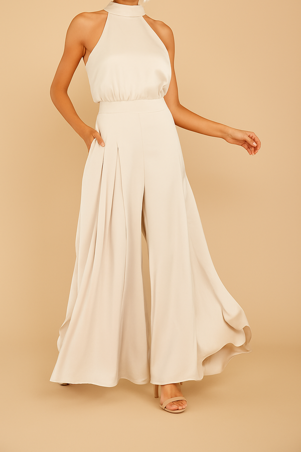 The Luxe Motion – Halter Satin Jumpsuit