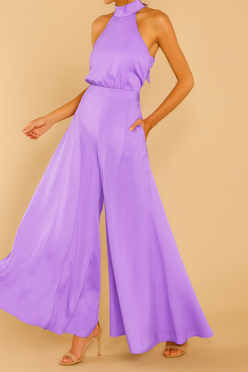 The Luxe Motion – Halter Satin Jumpsuit