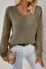 Selene – Elegant Lace Sleeve Sweater