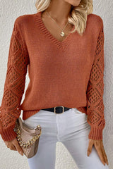 Selene – Elegant Lace Sleeve Sweater