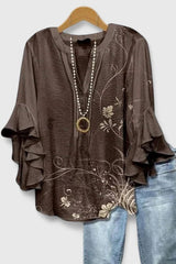Arlisse – Bohemian Print Ruffle Blouse