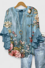 Arlisse – Bohemian Print Ruffle Blouse