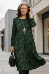 Elaris – Elegant Jacquard Midi Dress