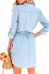 Ruby – Belted Denim Shirt Mini Dress