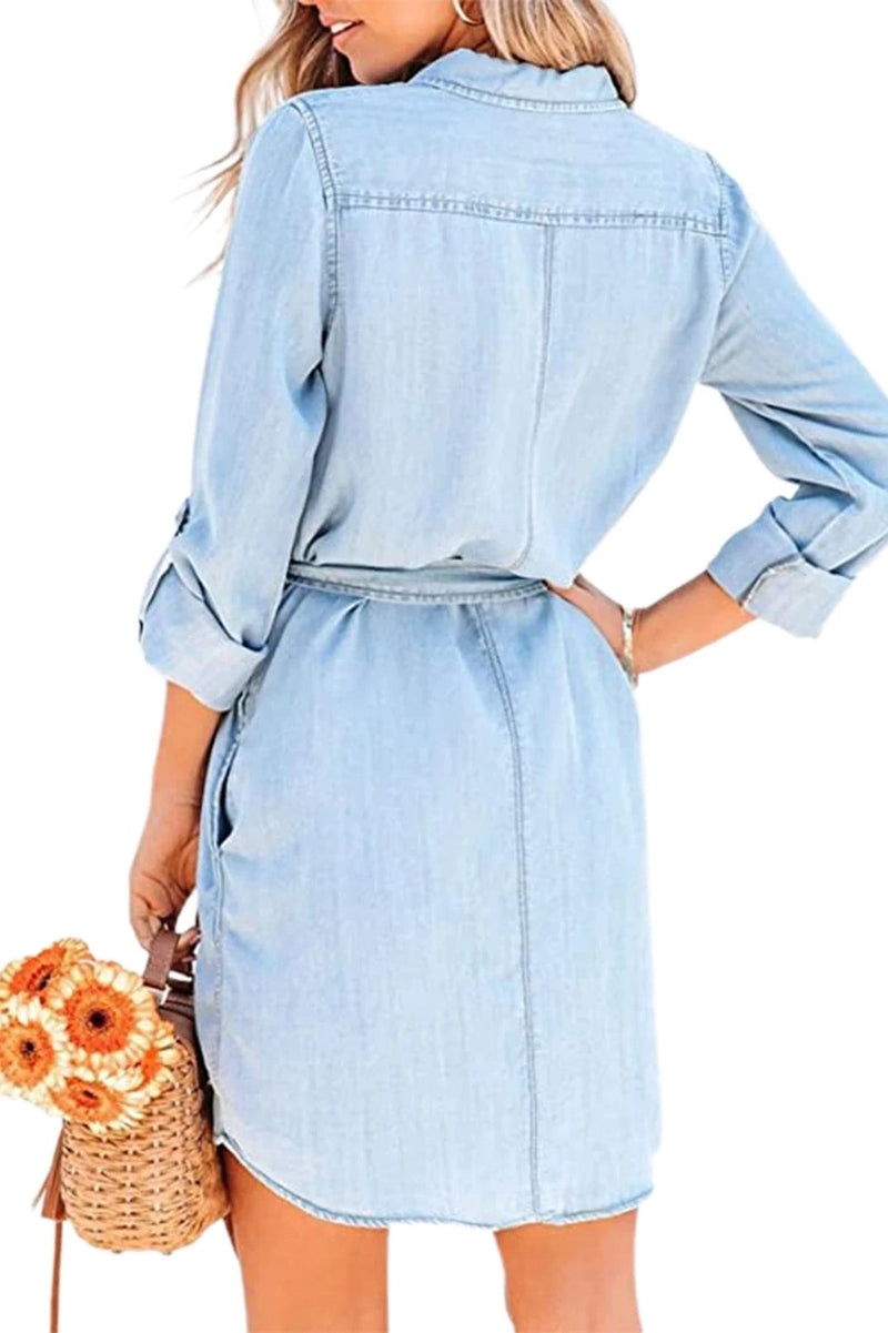 Ruby – Belted Denim Shirt Mini Dress