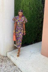 Zarelle – Vibrant Ruffle Midi Dress