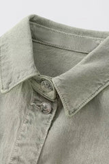 Light Green - Denim Overall Shorts