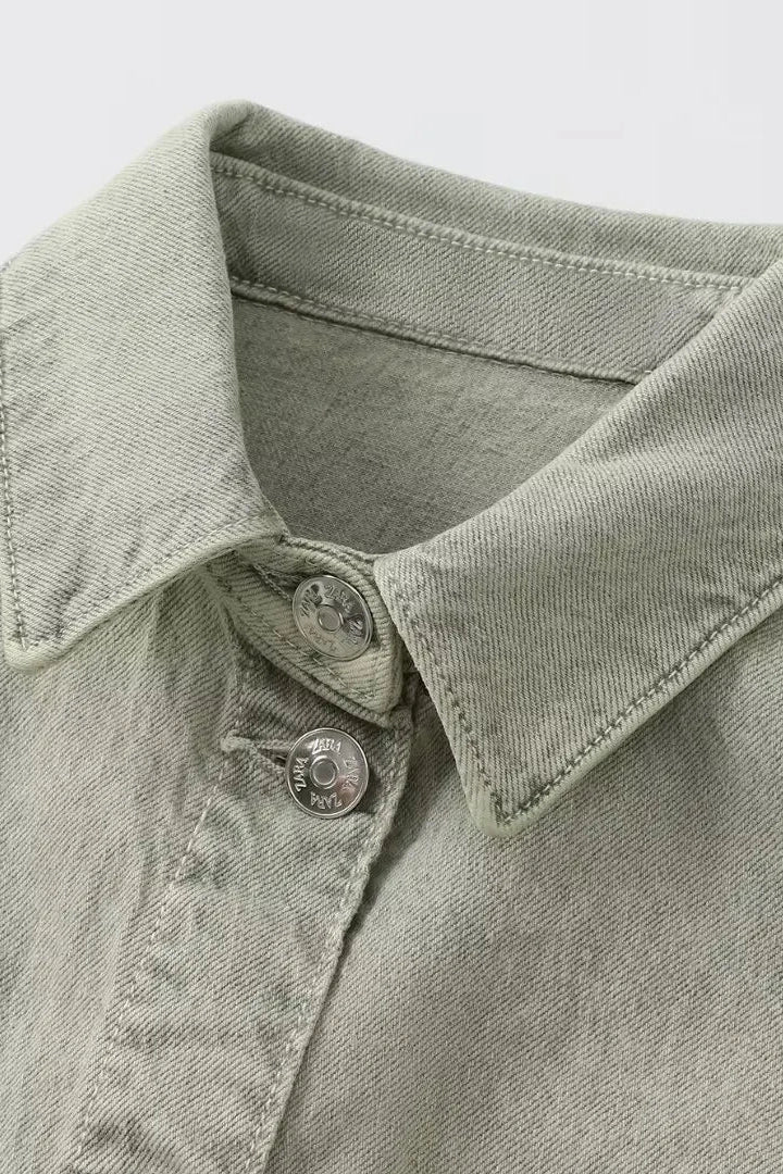 Light Green - Denim Overall Shorts