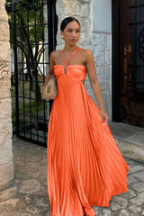 Azurea – Pleated Elegance Maxi Dress