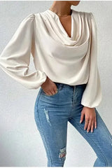 The Liora Blouse – Draped Neck Everyday Essential