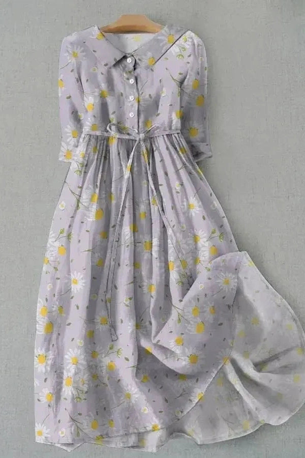 Elise – Soft Bloom Waist Tie Dress
