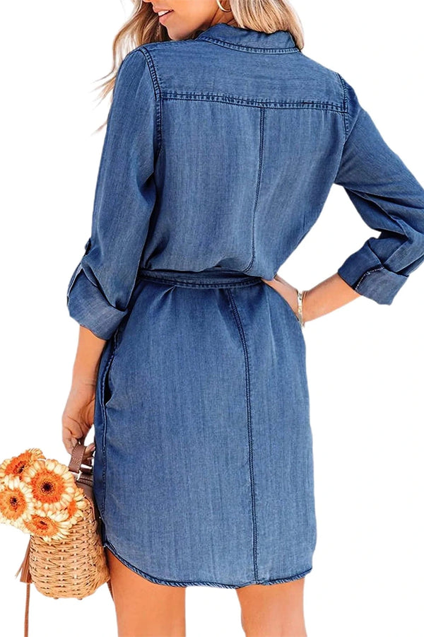 Ruby – Belted Denim Shirt Mini Dress