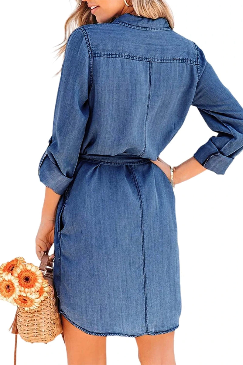 Ruby – Belted Denim Shirt Mini Dress