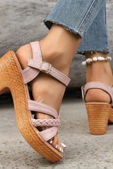Alora - Braided Block Heel Sandals