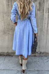 Grace – Belted Skater Denim Shirt Dress