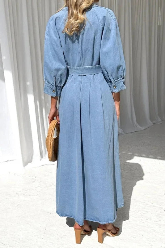 Mira – Relaxed Belted Denim Midi Dress