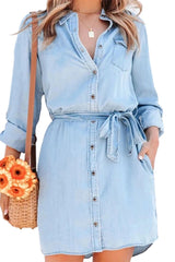 Ruby – Belted Denim Shirt Mini Dress