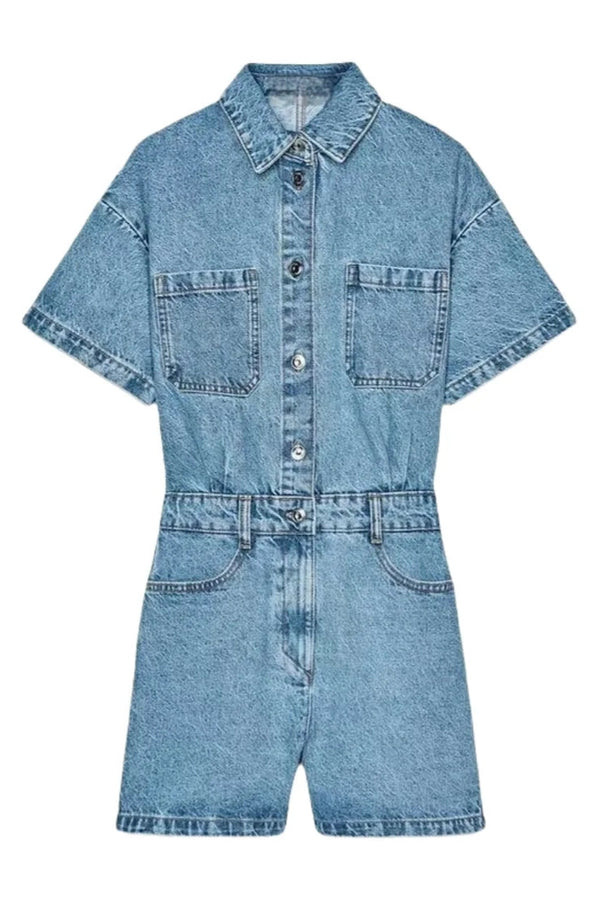 Sky Blue - Denim Overall Shorts