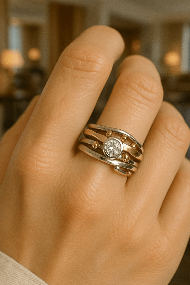 Royal - Vintage Gold Inlaid Zirconia Ring