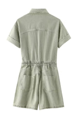 Light Green - Denim Overall Shorts
