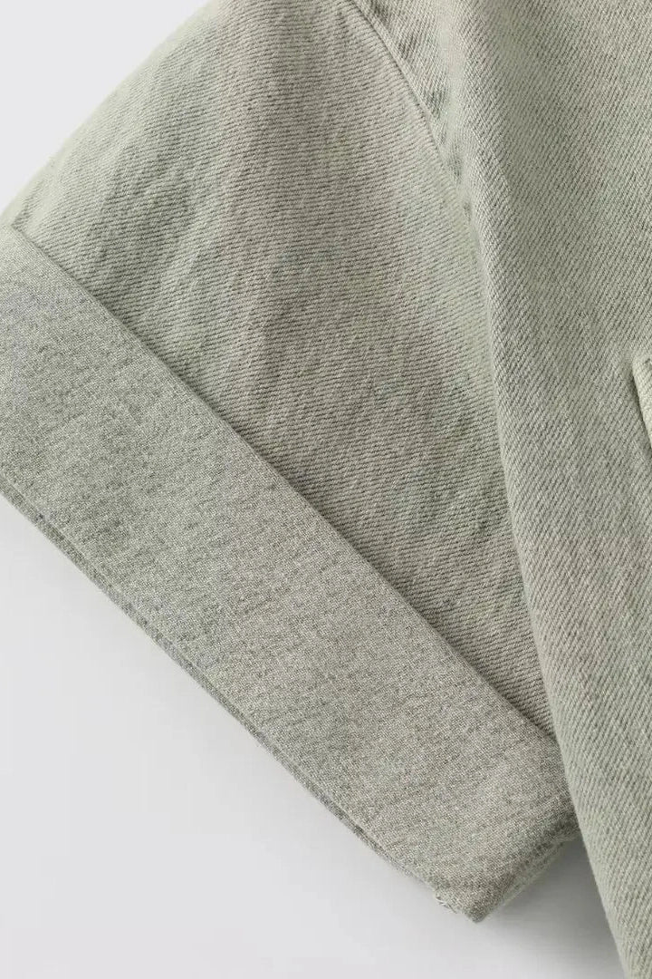 Light Green - Denim Overall Shorts