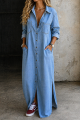 Sienna - Denim Button-Front Maxi Dress