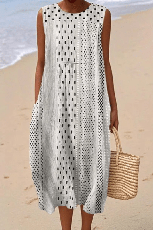 The Monochrome Drift – Sleeveless Dress