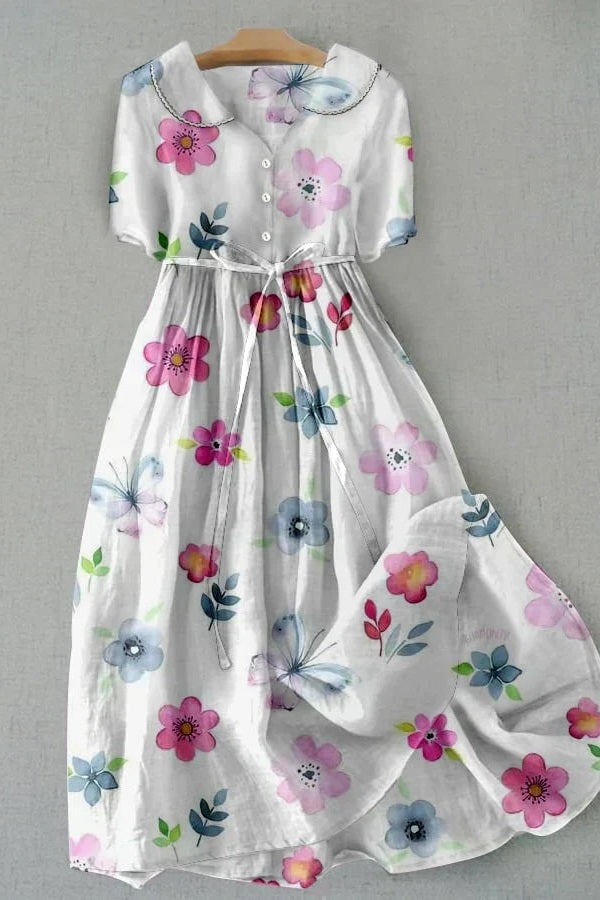 Maya – Summer Bloom Waist Tie Dress