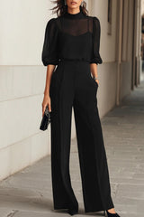 Velmira – Elegant Sheer Sleeve Jumpsuit