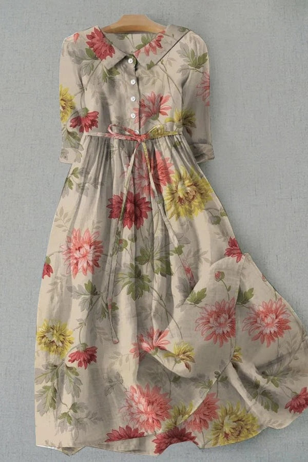 Dahlia – Vintage Bloom Waist Tie Dress