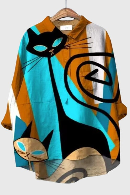 Elina - Vintage Cat Blouse