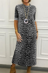 Sophia - Animal Pattern Midi Dress