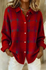 Harper – Check Knit Button Cardigan