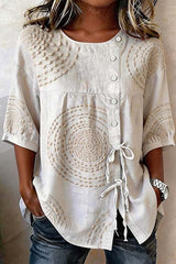 Celestique - Embroidered Linen Tunic Top