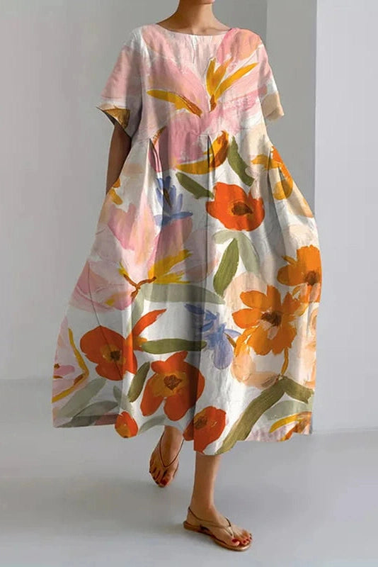 Golden Bloom – Tummy Coverage Dress