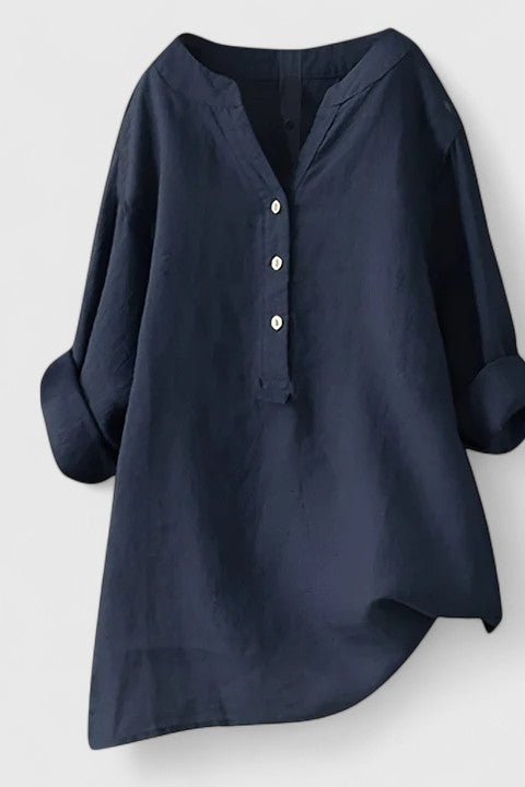 Navy Blue - Button-Front Shirt
