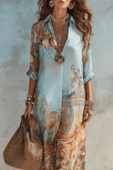 Celestine - Baroque Print Maxi Kimono Dress