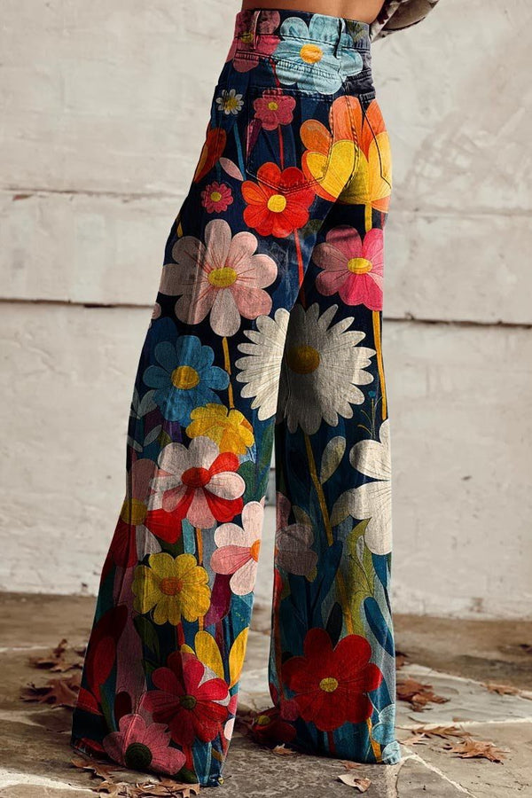Annika - Flower Power Retro Flare Pants