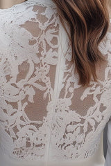 Elegant White Lace-Backed Blazer with Structured Silhouette