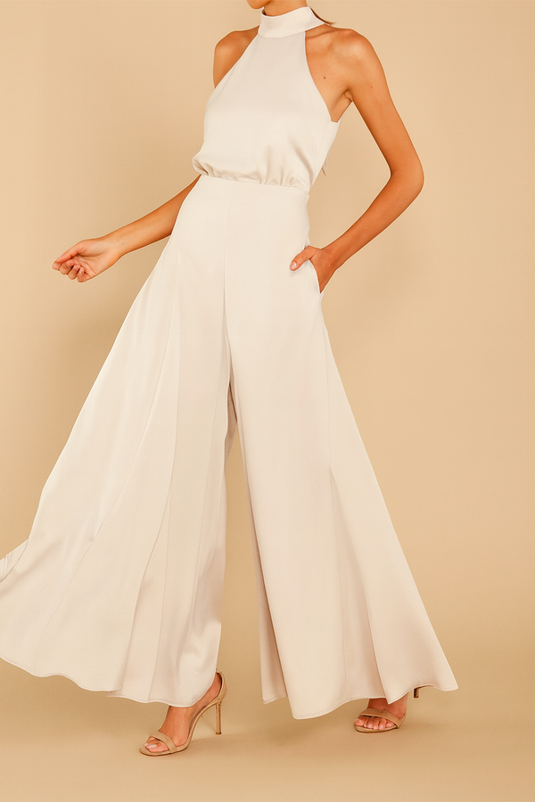 The Luxe Motion – Halter Satin Jumpsuit