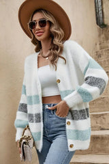 Sina - Soft French Stripe Cardigan for Women