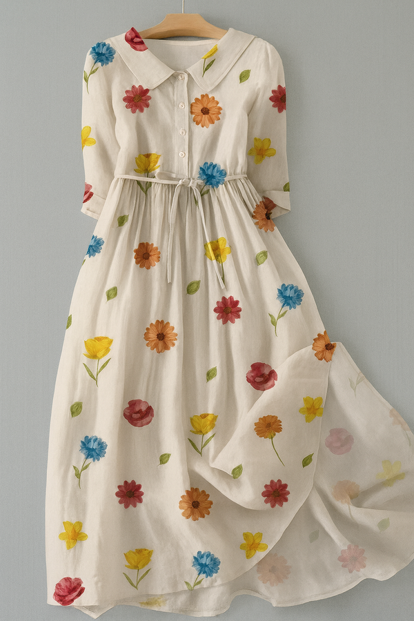 Lila – Bright Bloom Waist Tie Dress