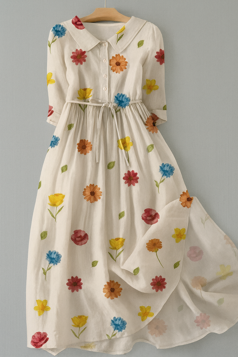 Lila – Bright Bloom Waist Tie Dress